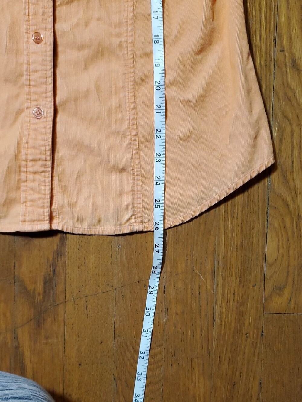 Peach Button-Up Corduroy Shirt - Picture 6 of 9